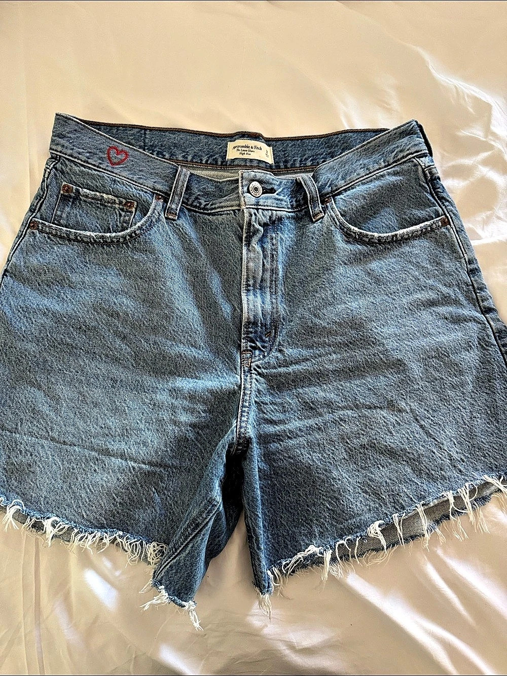 Abercrombie & Fitch The Loose Short High Rise Jean Shorts Blue Waist 31